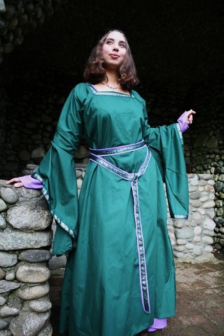 Custom Bell Sleeve Underdress with Trim